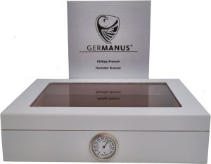 GERMANUS - Mensalla Humidor na doutníky s vlhkoměrem na cca 30 doutníků | Černá, Hnědá, Bílá