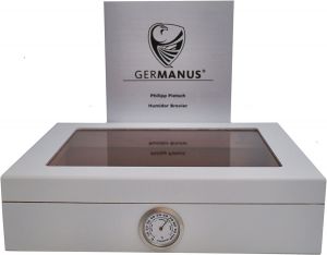 GERMANUS - Mensalla Humidor na doutníky s vlhkoměrem na cca 30 doutníků | Bílá, Hnědá, 770362