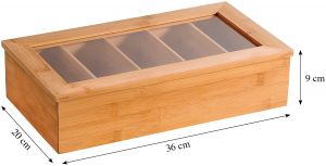 Krabička na čaj KESPER s víkem, bambus,36 x 20 x 9 cm