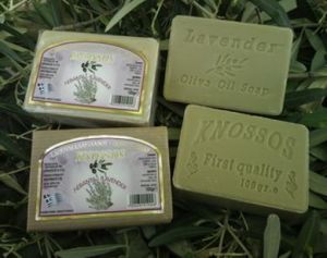 KNOSSOS - Olivové mýdlo Levandule 100g, řecké mýdlo,3kusy