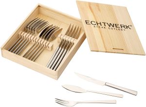 Příbory na steak a ryby ECHTWERK-SARRE 18 ks v dřevěné krabici