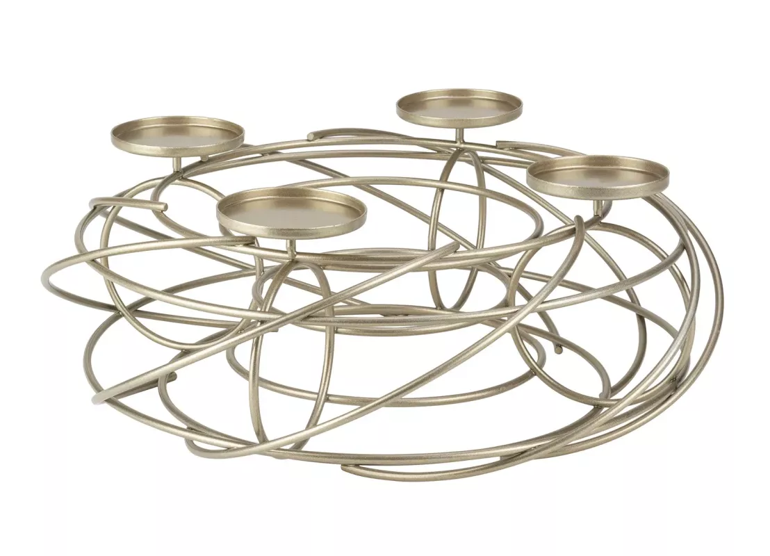 Adventní věnec JUSTINUS, luxusní svícen z ušlechtilé oceli,ø35cm,varianty: - Šampaň