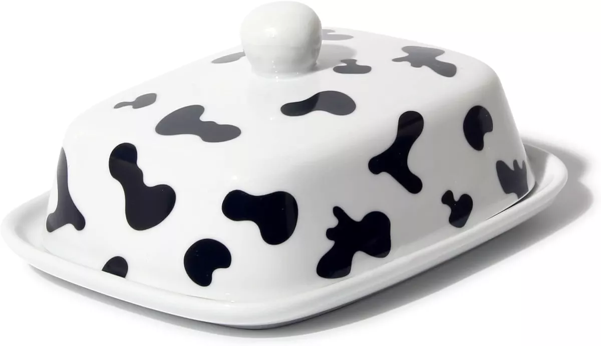 Dóza na máslo Theo&Cleo ze skla a bambusu/keramika,varianty - Strakatá