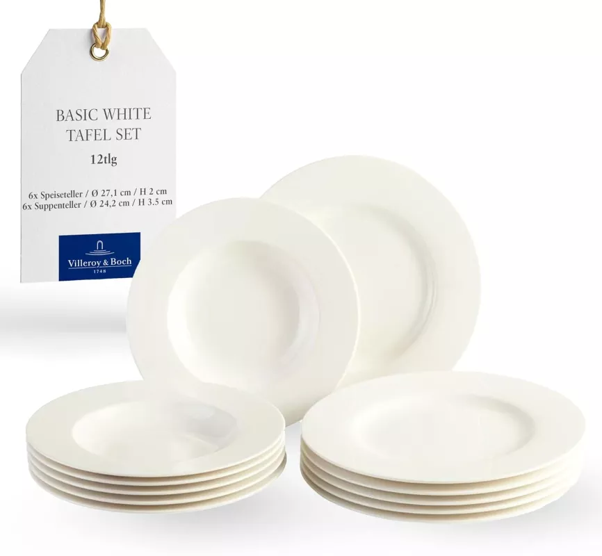 Jídelní souprava VILLEROY & BOCH Basic White,bílá,12dílná