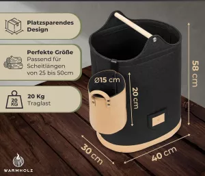 Koš na palivové dřevo WARMHOLZ, plstěný/kůže Koš na palivové dřevo WARMHOLZ, plstěný/kůže