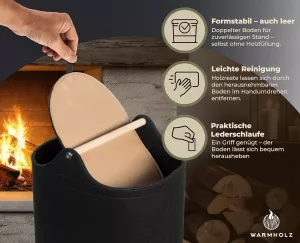 Koš na palivové dřevo WARMHOLZ, plstěný/kůže Koš na palivové dřevo WARMHOLZ, plstěný/kůže