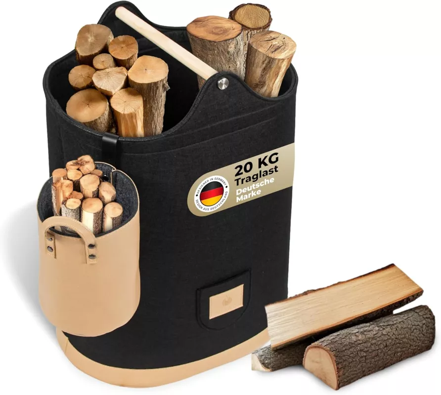 Koš na palivové dřevo WARMHOLZ, plstěný/kůže Koš na palivové dřevo WARMHOLZ, plstěný/kůže