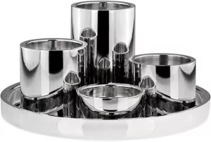 Luxusní adventní svícen H.Bauer jun. z lesklé ušlechtilé oceli Luxusní adventní svícen H.Bauer jun. z lesklé ušlechtilé oceli