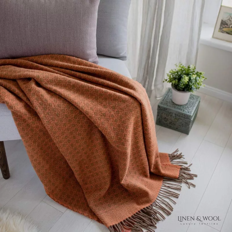 Luxusní vlněná deka Linen & Cotton, novozélandská vlna 140x200cm - Hnědá korálová Linen & Cotton LTD