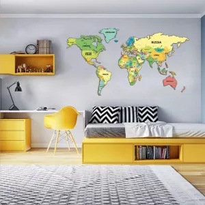 Mapa světa-MDF dekorace na zeď - 130 x 72 cm,varianty: GIALLOBUS Mapa světa-MDF dekorace na zeď - 130 x 72 cm,varianty: GIALLOBUS