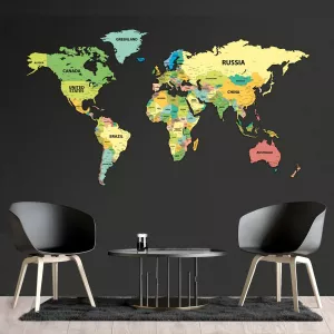 Mapa světa-MDF dekorace na zeď - 130 x 72 cm,varianty: GIALLOBUS Mapa světa-MDF dekorace na zeď - 130 x 72 cm,varianty: GIALLOBUS
