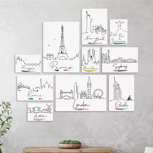 Obrazy měst - sada 10 obrazů s různými městy, ihned k zavěšení,varianty: GIALLOBUS Obrazy měst - sada 10 obrazů s různými městy, ihned k zavěšení,varianty: GIALLOBUS