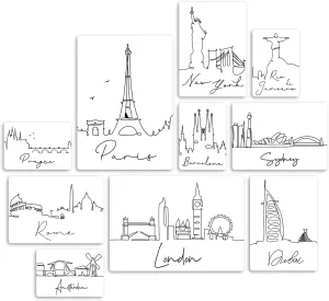 Obrazy měst - sada 10 obrazů s různými městy, ihned k zavěšení,varianty: GIALLOBUS Obrazy měst - sada 10 obrazů s různými městy, ihned k zavěšení,varianty: GIALLOBUS