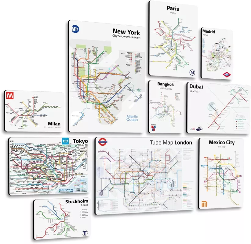 Obrazy měst - sada 10 obrazů s různými městy, ihned k zavěšení,varianty: - Metro GIALLOBUS