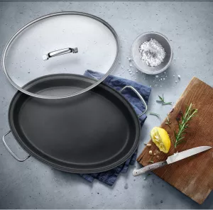 Pánev WMF, oválná pánev se skleněnou poklicí,na ryby, 38 x 26 cm