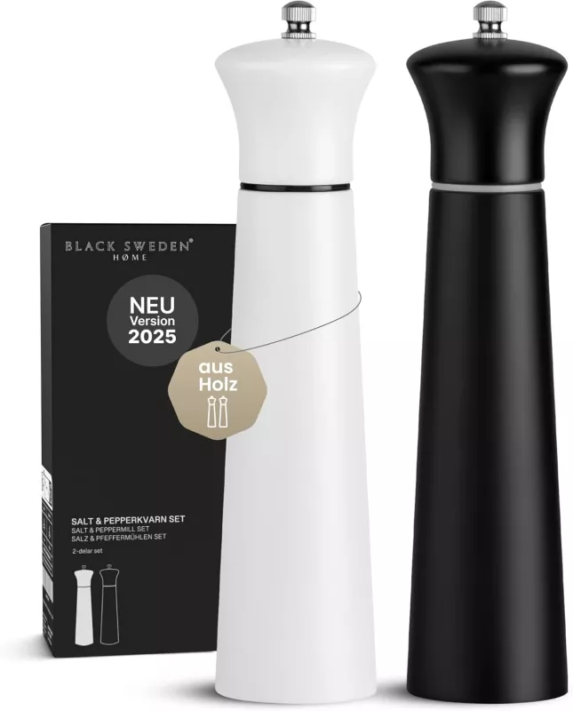Sada mlýnků na sůl a pepř Black Sweden Home, černý a bílý