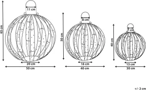 Venkovní led dekorace BELIANI vánoční koule 65/50/40 cm Zlaté Venkovní led dekorace BELIANI vánoční koule 65/50/40 cm Zlaté