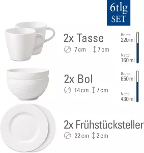 Villeroy & Boch Manufacture Rock blanc snídaňová sada 6 ks