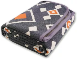 Vlněná, luxusní merino deka PuTian 160x220cm, varianty: | Šedá/oranžová, Šedá indiánský vzor 