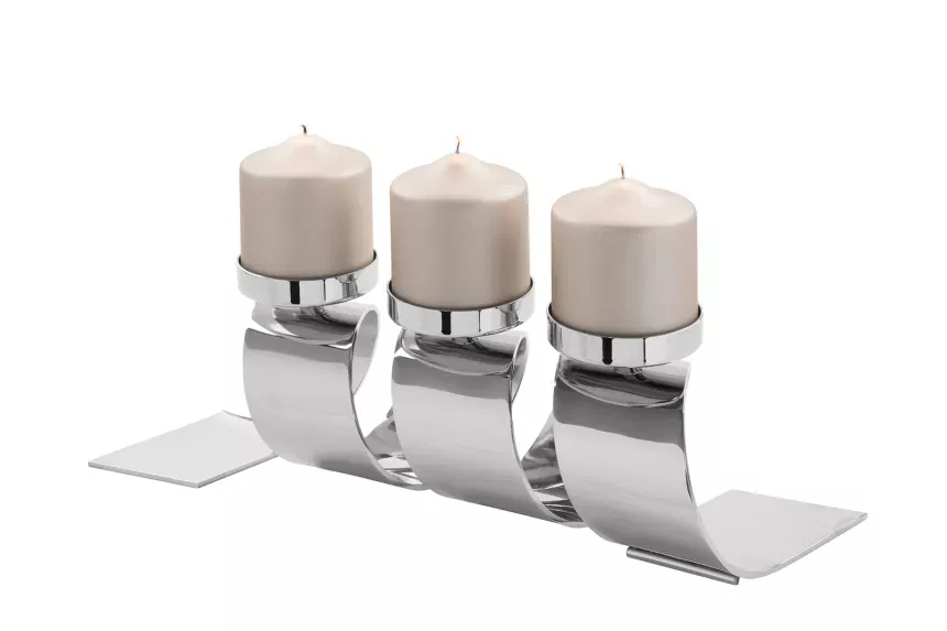 Adventní, luxusní svícen Fink TWISTER z ušlechtilé oceli,varianty: - 3 svíčky