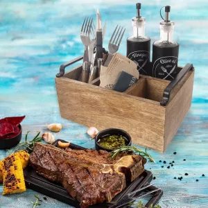 Dřevěný box na grilovací potřeby, organizér ORION