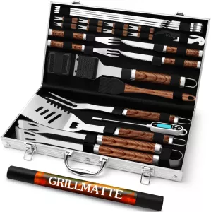 Grilovací nářadí BBQ GRILLIANCE, 26ks různé varianty: | Dřevo, Nerez