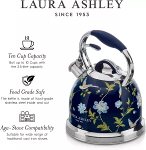 Konvice na vaření vody s píšťalkou 2,5l Laura Ashley Marine, na indukci VQ Laura Ashley