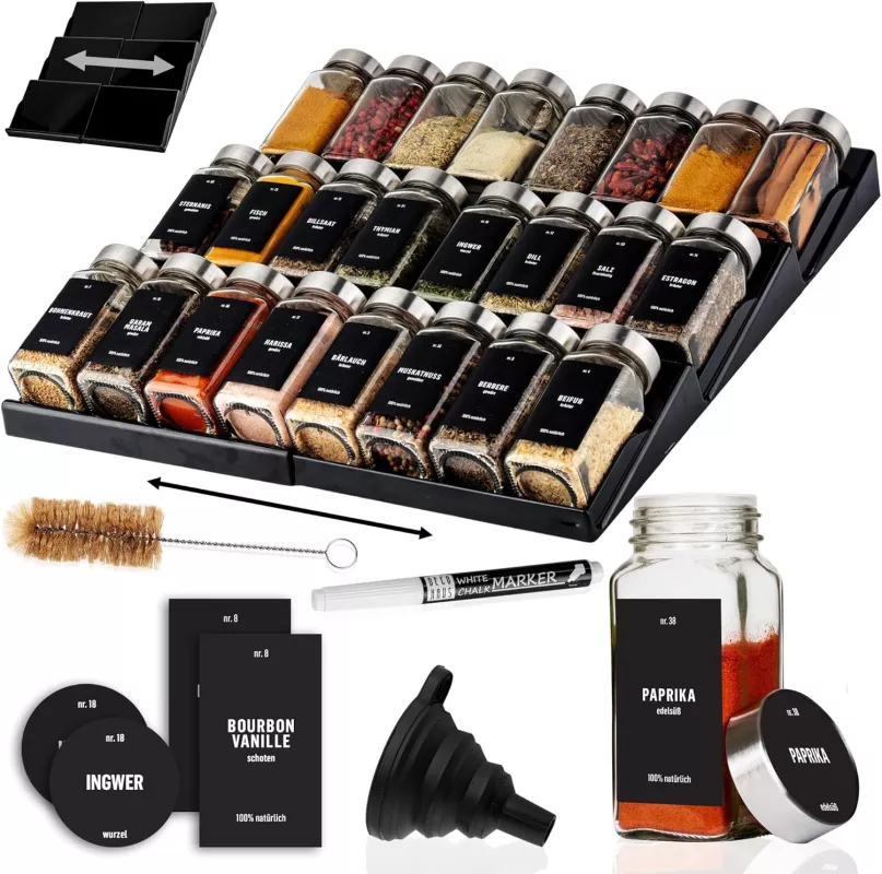 Sada 24 kořenek Deco haus®+organizér do zásuvky, nerez.víčko