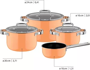 Sada hrnců WMF FUSIONTEC Mineral Pro 4 ks,papaya-oranžová Sada hrnců WMF FUSIONTEC Mineral Pro 4 ks,papaya-oranžová