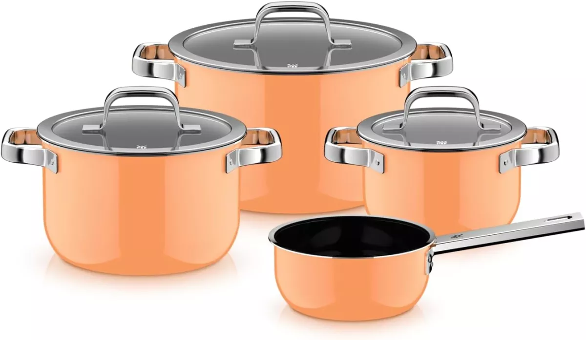 Sada hrnců WMF FUSIONTEC Mineral Pro 4 ks,papaya-oranžová