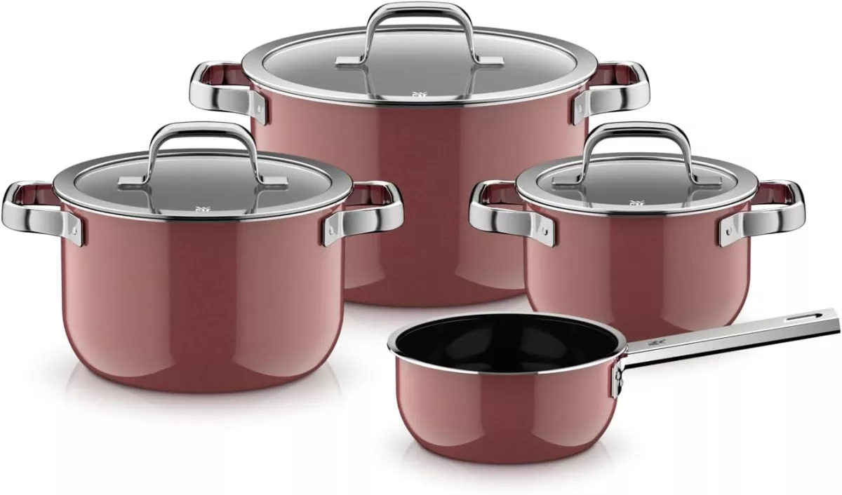Sada hrnců WMF FUSIONTEC Mineral Pro 4 ks, růžová