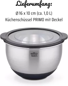 Servírovací misky GSW Primo z ušlechtilé oceli s víkem,varianty: Servírovací misky GSW Primo z ušlechtilé oceli s víkem,varianty: