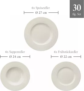 Jídelní souprava VILLEROY & BOCH Basic White, bílá, 30dílná