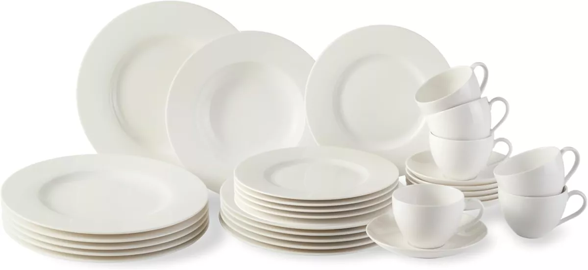 Jídelní souprava VILLEROY & BOCH Basic White, bílá, 30dílná