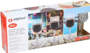 Sklenice na víno ALPINA s křišťálovým vzhledem, plast, 6 kusů