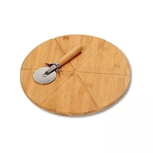 Talíř na pizzu KESPER 32 cm z bambusu + kráječ na pizzu