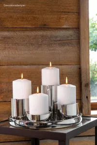 Luxusní adventní svícen H&B z lesklé ušlechtilé oceli Ø 32cm H.BAUER Luxusní adventní svícen H&B z lesklé ušlechtilé oceli Ø 32cm H.BAUER