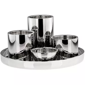 Luxusní adventní svícen H&B z lesklé ušlechtilé oceli Ø 32cm H.BAUER Luxusní adventní svícen H&B z lesklé ušlechtilé oceli Ø 32cm H.BAUER