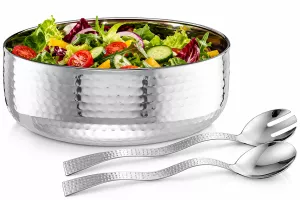 Salátová mísa Relaxdays – nerezová s příborem Ø 28 cm Salátová mísa Relaxdays – nerezová s příborem Ø 28 cm