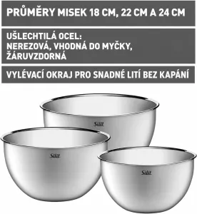 SILIT sada 3 nerezových kuchyňských misek 18, 22 a 24 cm SILIT sada 3 nerezových kuchyňských misek 18, 22 a 24 cm