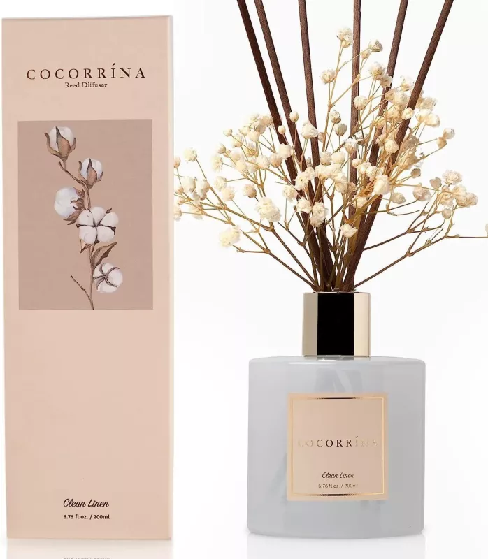 Vonný difuzér se sušenými květy 200 ml – Clean Linen, COCORRÍNA