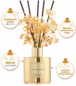 Vonný difuzér se sušenými květy 200 ml – Eucalyptus Pine, COCORRÍNA Vonný difuzér se sušenými květy 200 ml – Eucalyptus Pine, COCORRÍNA