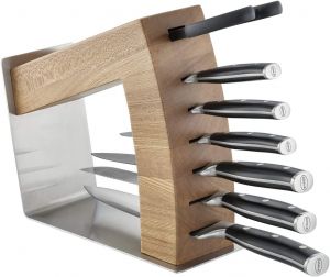 RÖSLE designový, moderní blok na nože z nerezu a tvrdého jilmového dřeva