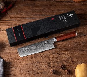 Šéfkuchařský nůž Nakiri FUJUNI, čepel 17,5cm, japonská damašková ocel FUJUNI