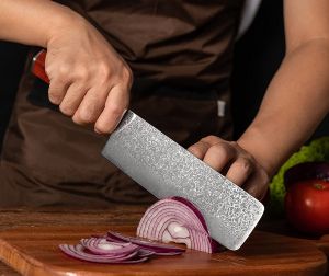 Šéfkuchařský nůž Nakiri FUJUNI, čepel 17,5cm, japonská damašková ocel FUJUNI