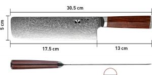 Šéfkuchařský nůž Nakiri FUJUNI, čepel 17,5cm, japonská damašková ocel FUJUNI