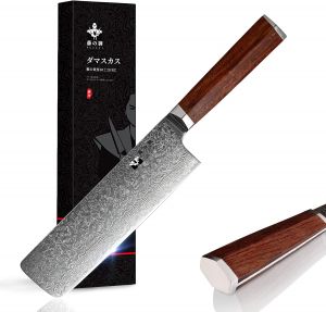Šéfkuchařský nůž Nakiri FUJUNI, čepel 17,5cm, japonská damašková ocel