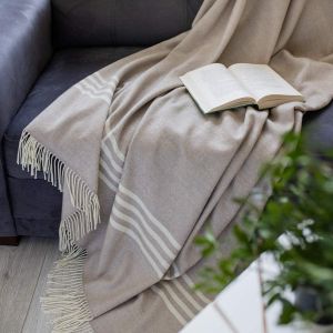 Luxusní Merino vlněná deka Linen & Cotton 140x200cm | Hnědá, Šedá