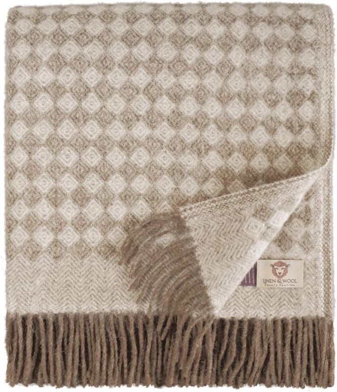 Luxusní vlněná deka Linen & Cotton, novozélandská vlna 140x200cm - Hnědo béžová Linen & Cotton LTD