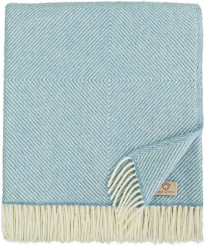 Luxusní vlněná deka Linen & Cotton, novozélandská vlna 140x220cm - Modrá Linen & Cotton LTD